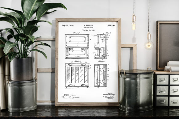 Download Upright Piano 1928 Vintage Patent Poster - Premium Bundle