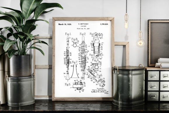 Download Clarinet 1929 Patent Art Poster Vintage - 1929 Collection