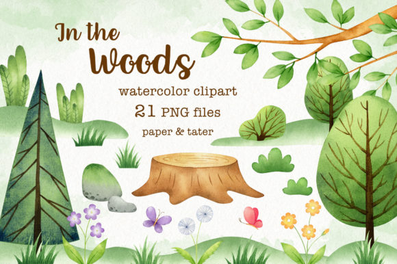 Download In the Woods Water Color Clip Art Set - Water color Collection