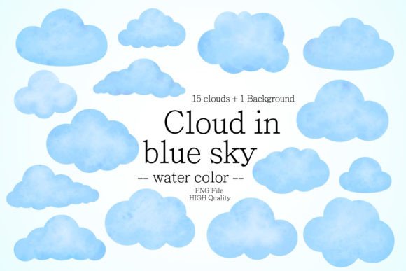 Download Water Color Cloud in Blue Sky Clip Art - Water color Collection